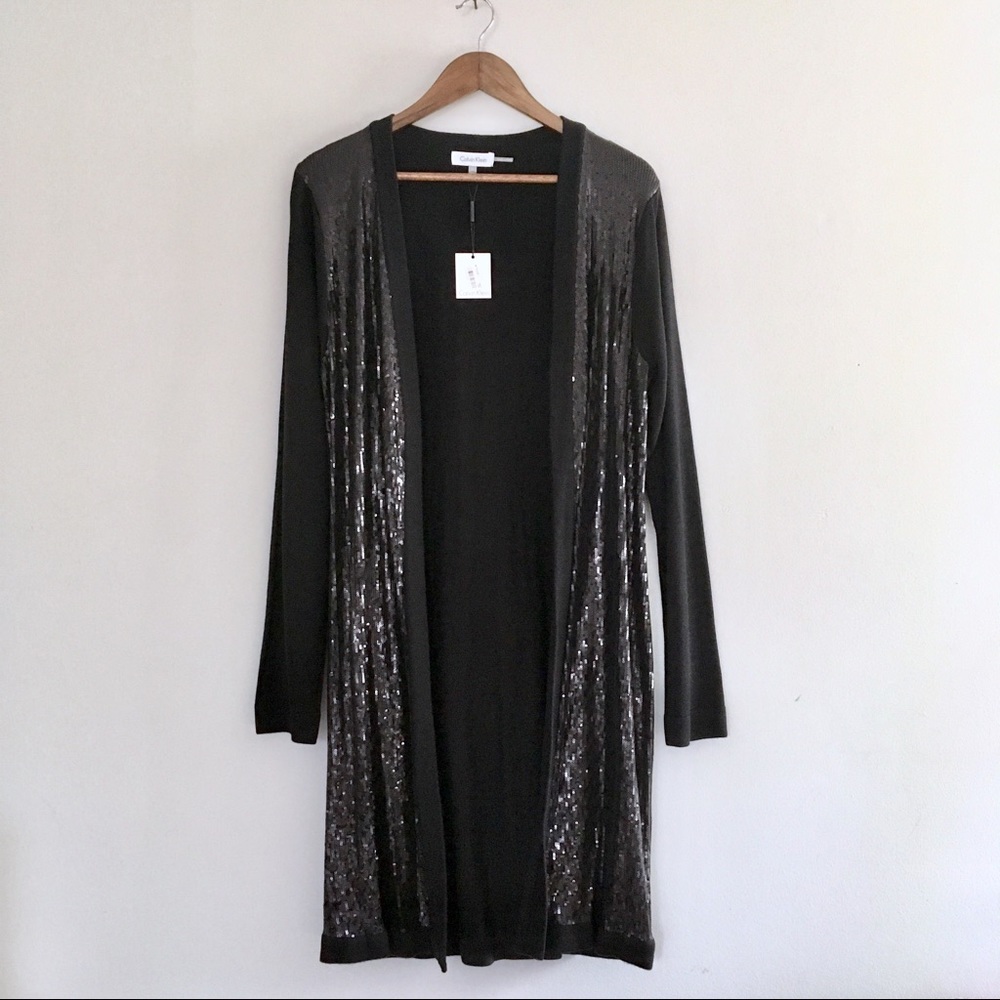 NWT Calvin Klein · Long Sequin Cardigan Sweater L